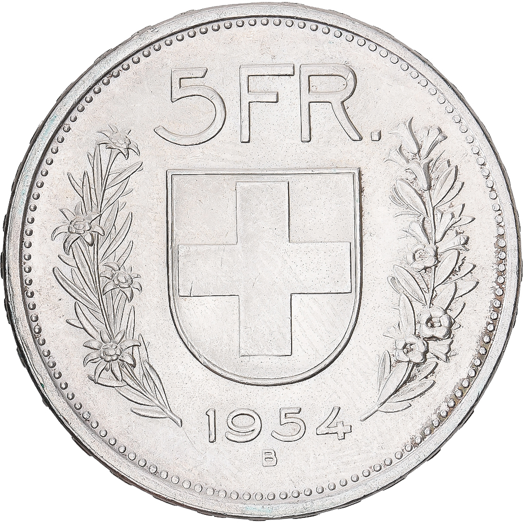 Coin, Switzerland, 5 Francs, 1954, Bern, , Silver, KM:40