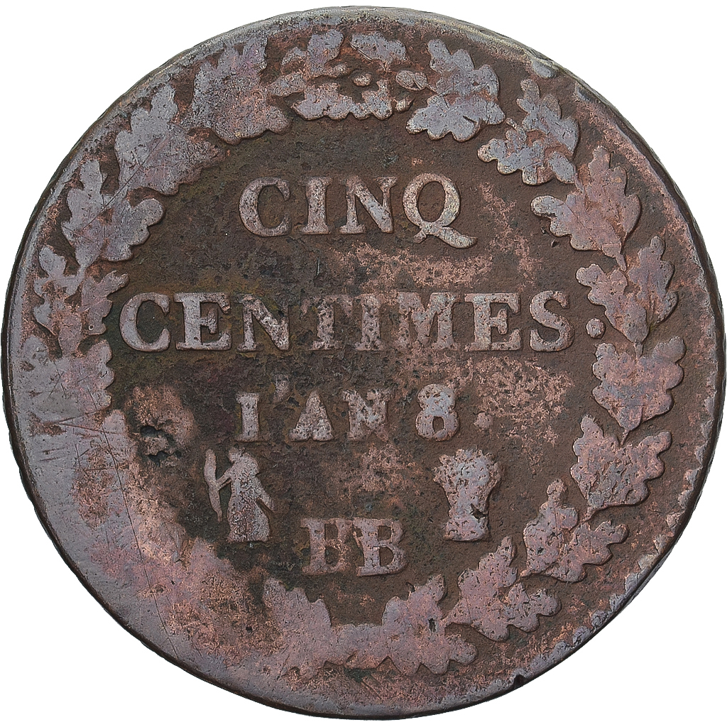 Coin, France, Dupré, 5 Centimes, AN 8/5, Strasbourg, , Copper