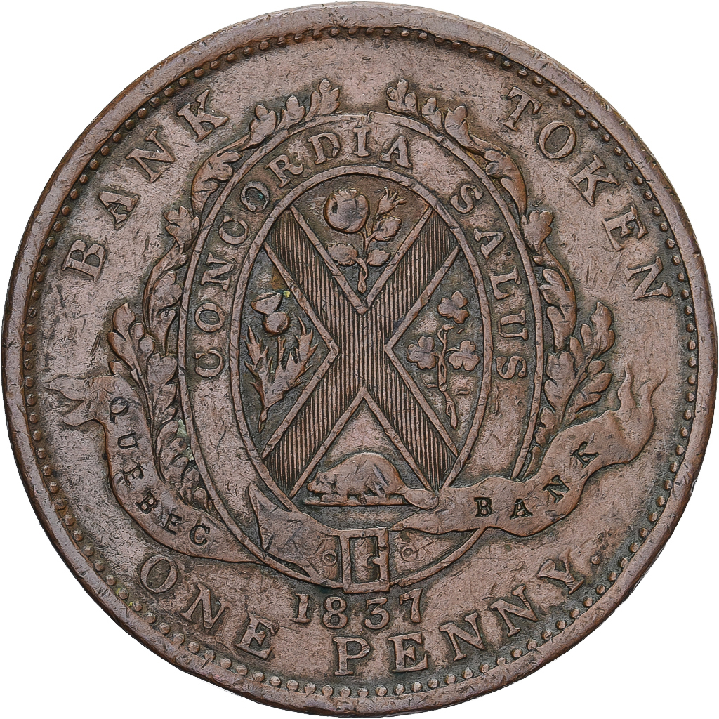 token, Canada, LOWER CANADA, 2 Sous, PENNY, 1837, Soho Mint, Birmingham