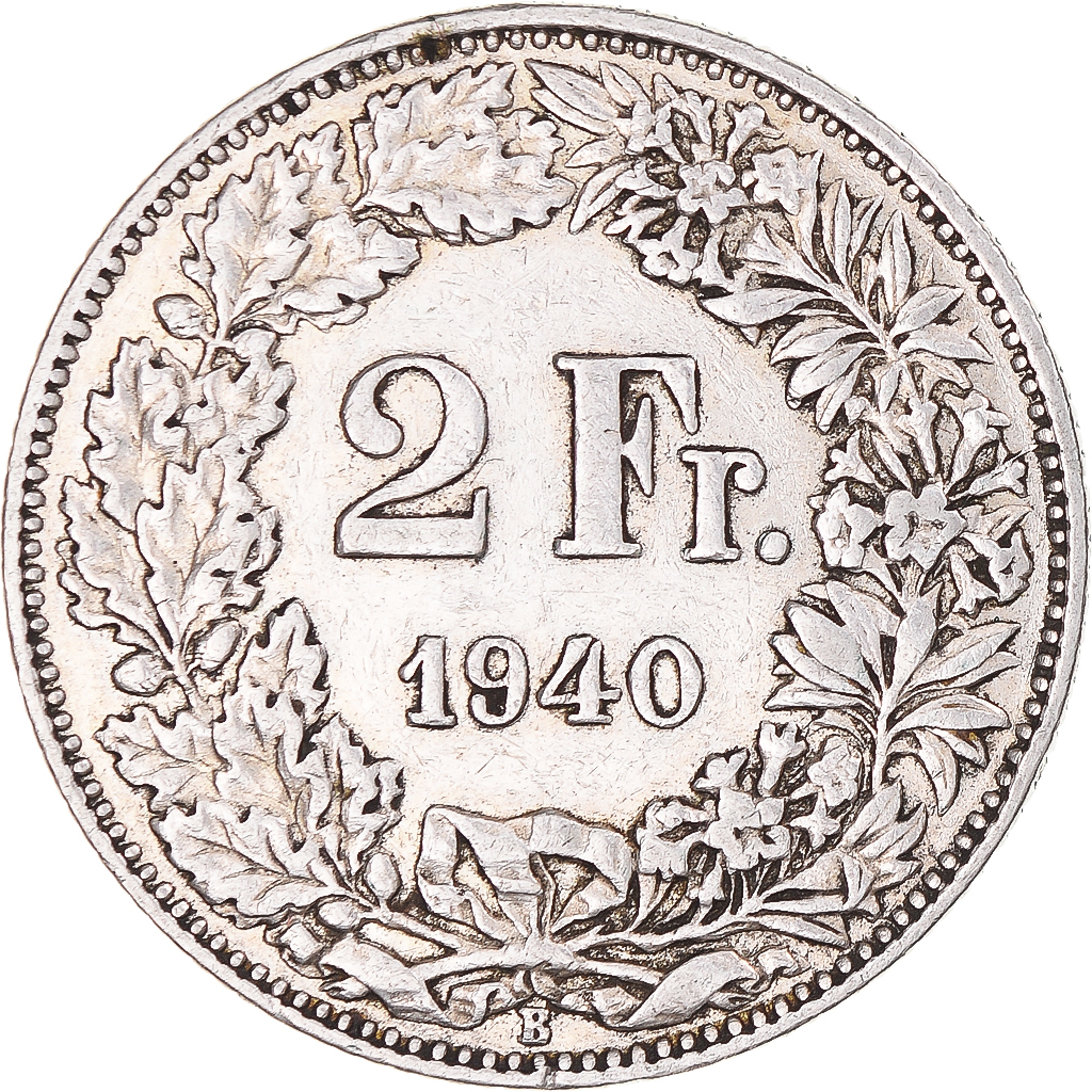 Coin, Switzerland, 2 Francs, 1940, Bern, , Silver, KM:21