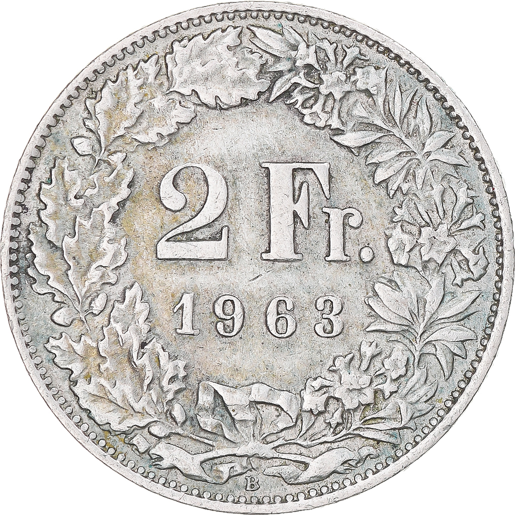 Coin, Switzerland, 2 Francs, 1963, Bern, , Silver, KM:21