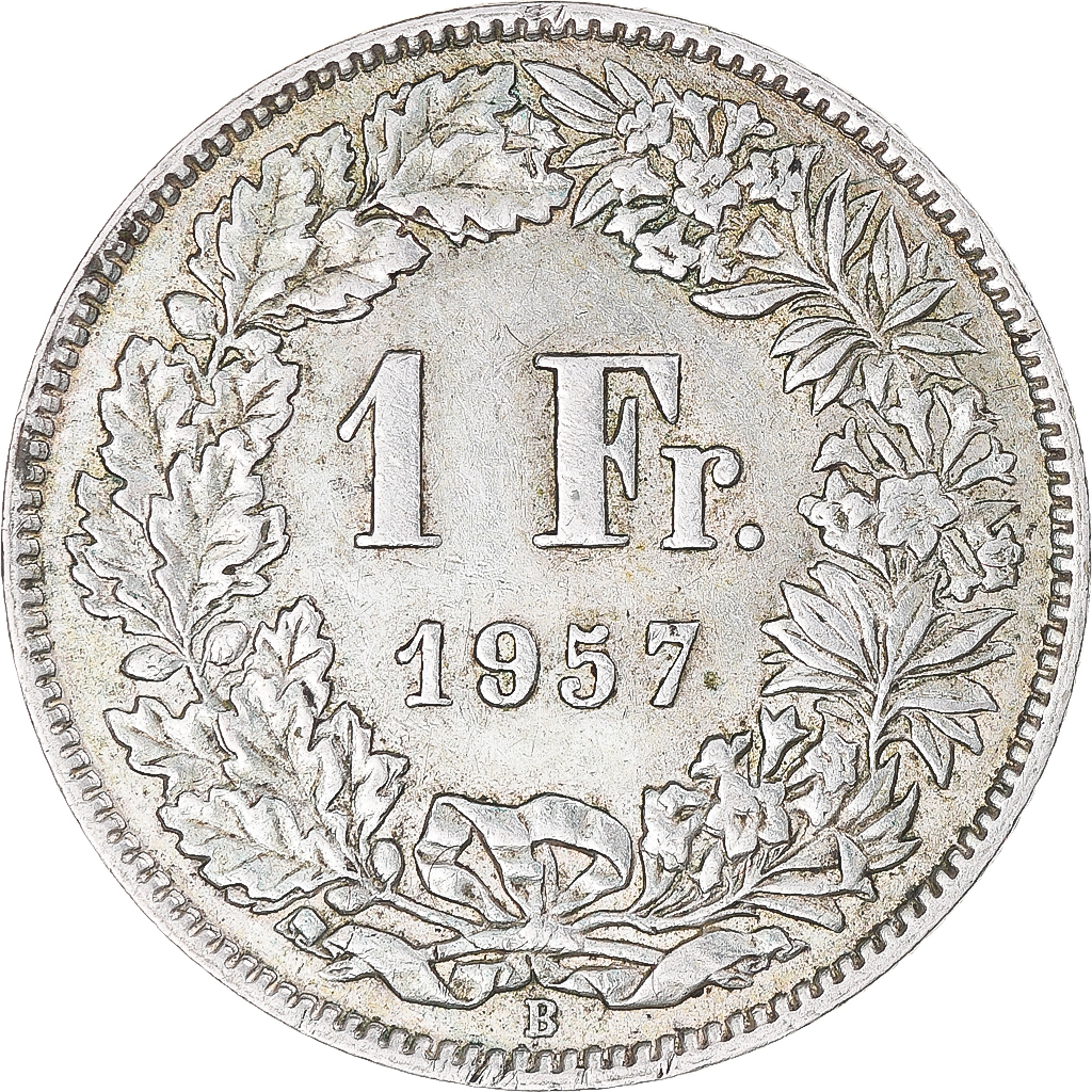 Coin, Switzerland, Franc, 1957, Bern, , Silver, KM:24