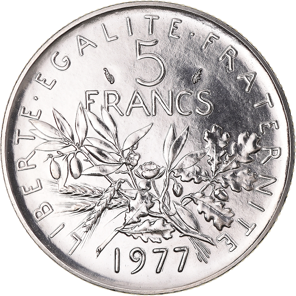 Coin, France, Semeuse, 5 Francs, 1977, Paris, série FDC, , Nickel Clad