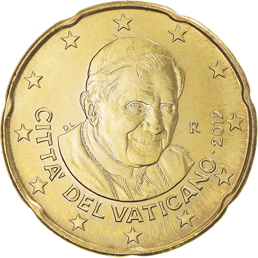 VATICAN CITY, Pape Benoit XVI, 20 Euro Cent, 2012, Rome, , Brass, KM:386