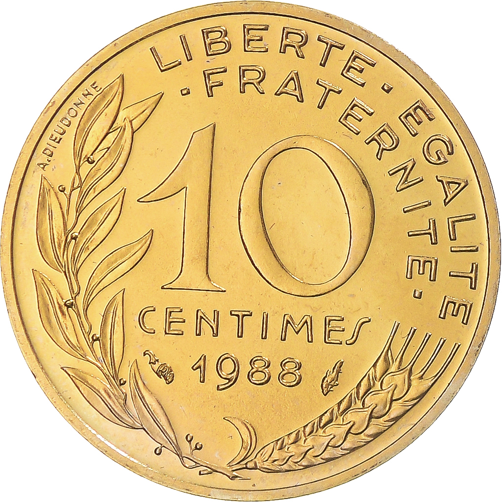 Coin, France, Marianne, 10 Centimes, 1988, Paris, série FDC, 