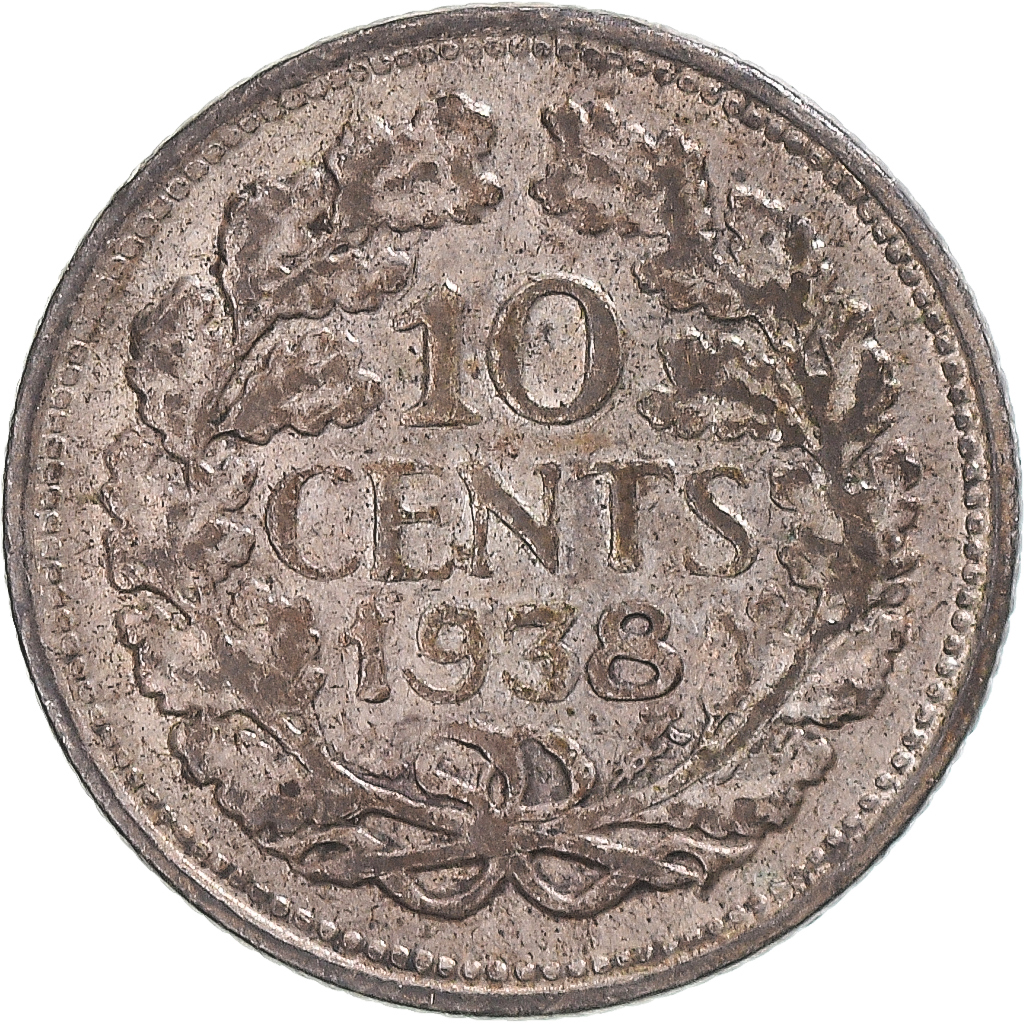 Coin, Netherlands, Wilhelmina I, 10 Cents, 1938, , Silver, KM:163