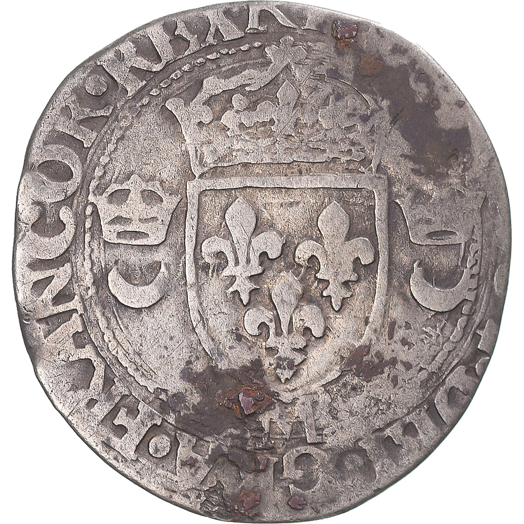 Coin, France, Henri II, Douzain aux croissants, 1551, Toulouse, 