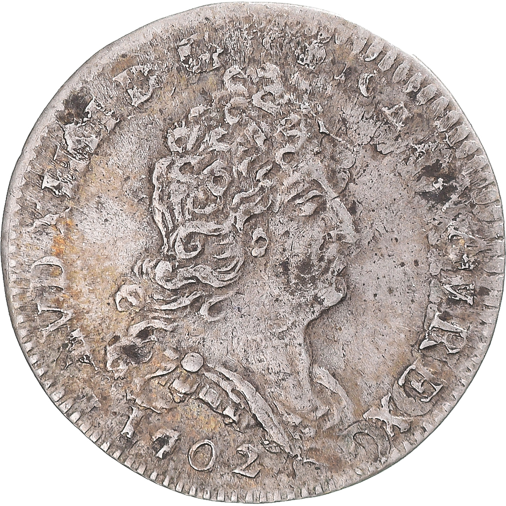 Coin, France, Louis XIV, 5 Sols aux insignes, 1702, Lyon, réformé, 