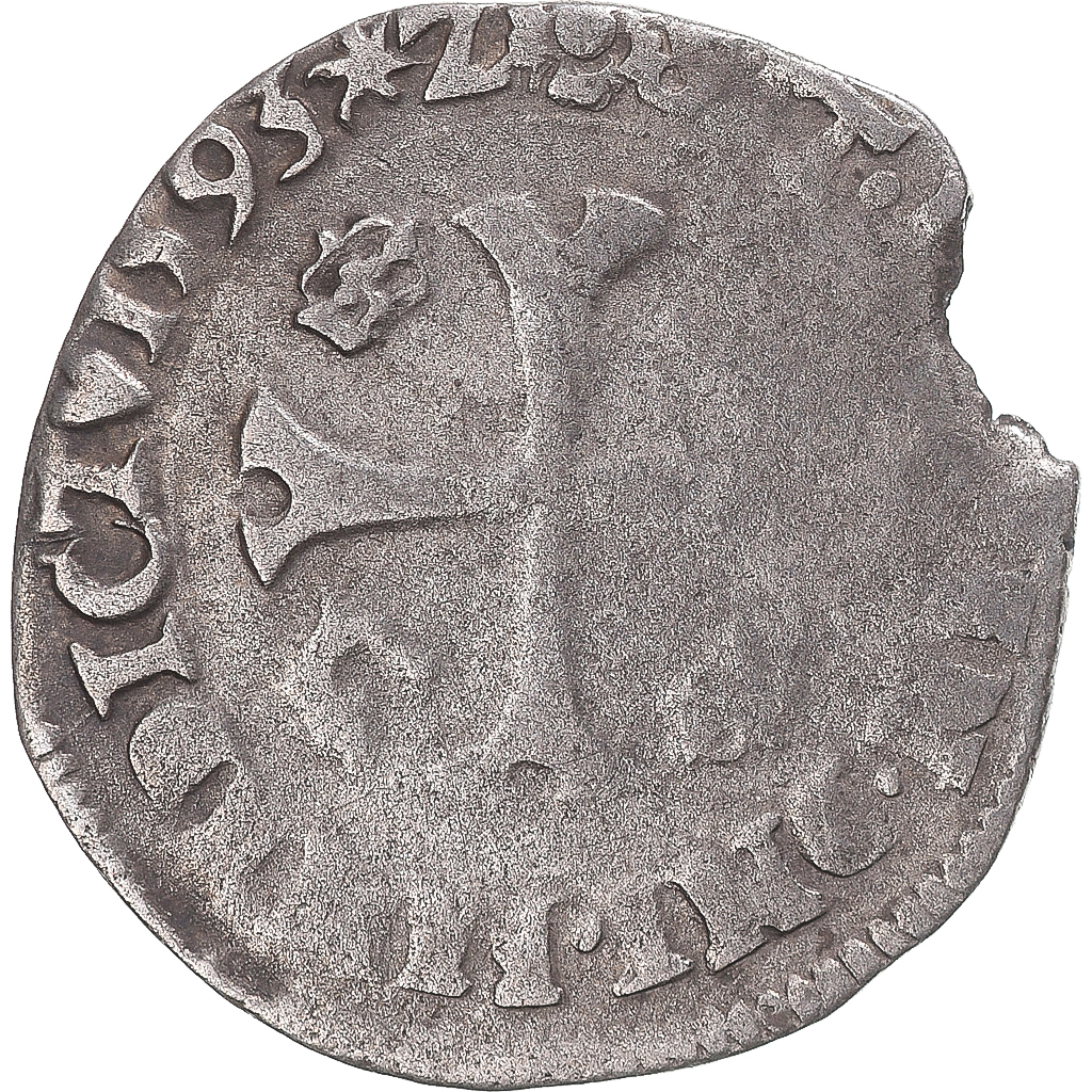 Coin, France, Henri IV, Douzain du Dauphiné aux 2 H, 1593, Grenoble, 