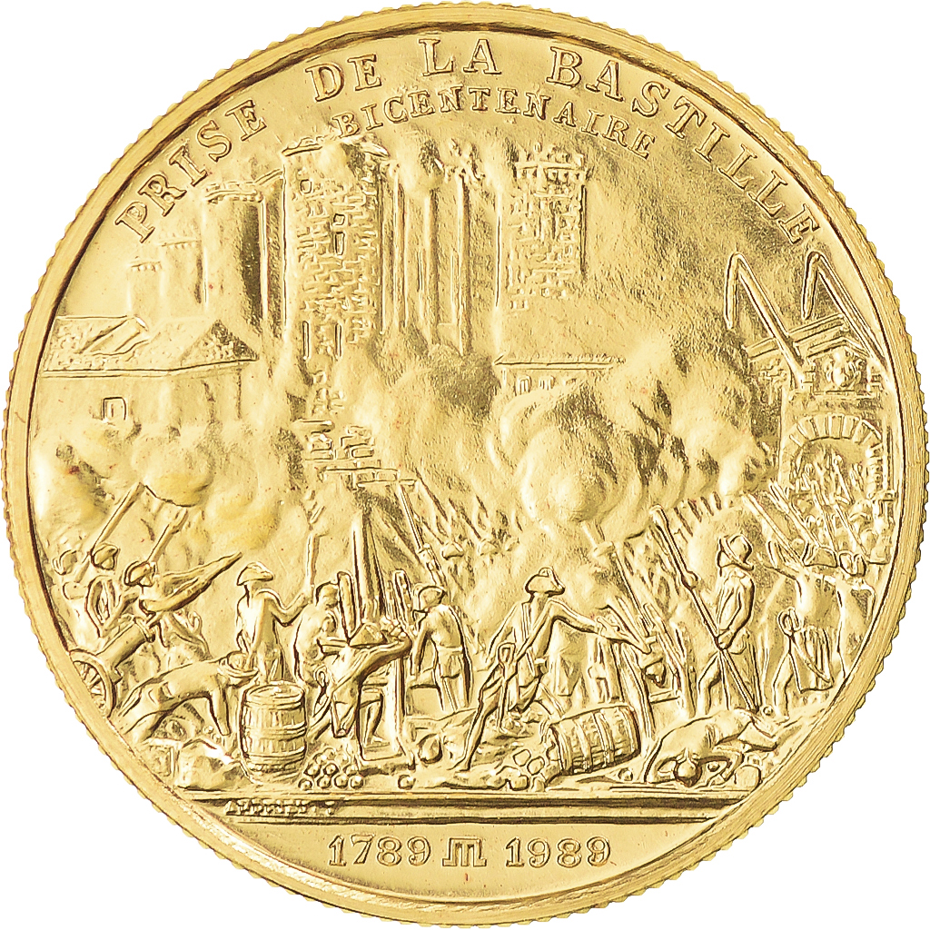 France, Medal, Révolution Française, Prise de la Bastille, 1980, ESSAI
