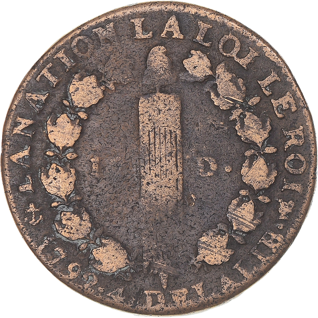 Coin, France, Louis XVI, 12 deniers françois, 1792 / AN 4, La Rochelle