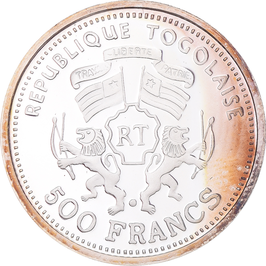 Coin, Togo, Série des espèces menacées - Tigre, 500 Francs, 2001,