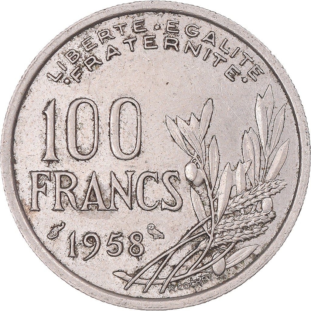 Coin, France, Cochet, 100 Francs, 1958, Paris, Chouette, 