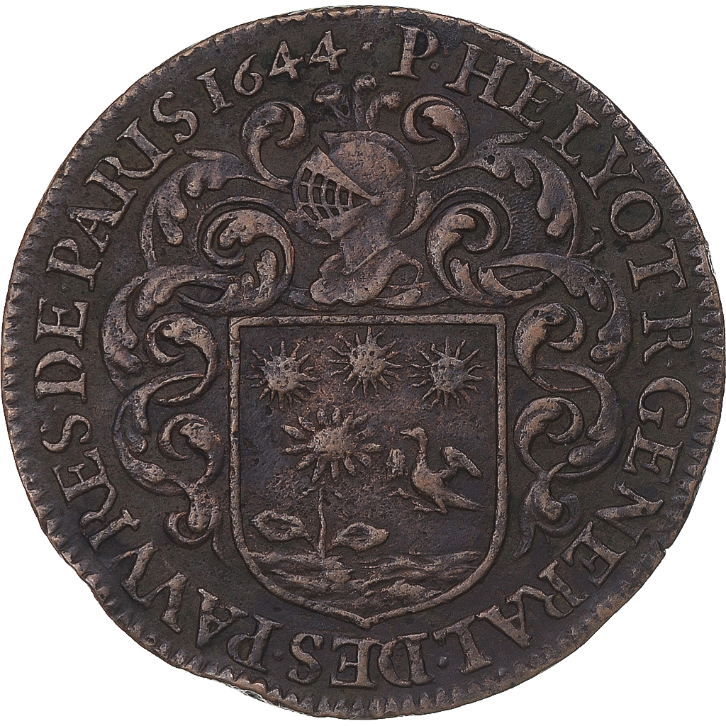 France, Token, Pierre Helyot, receveur général des pauvres, 1644, 
