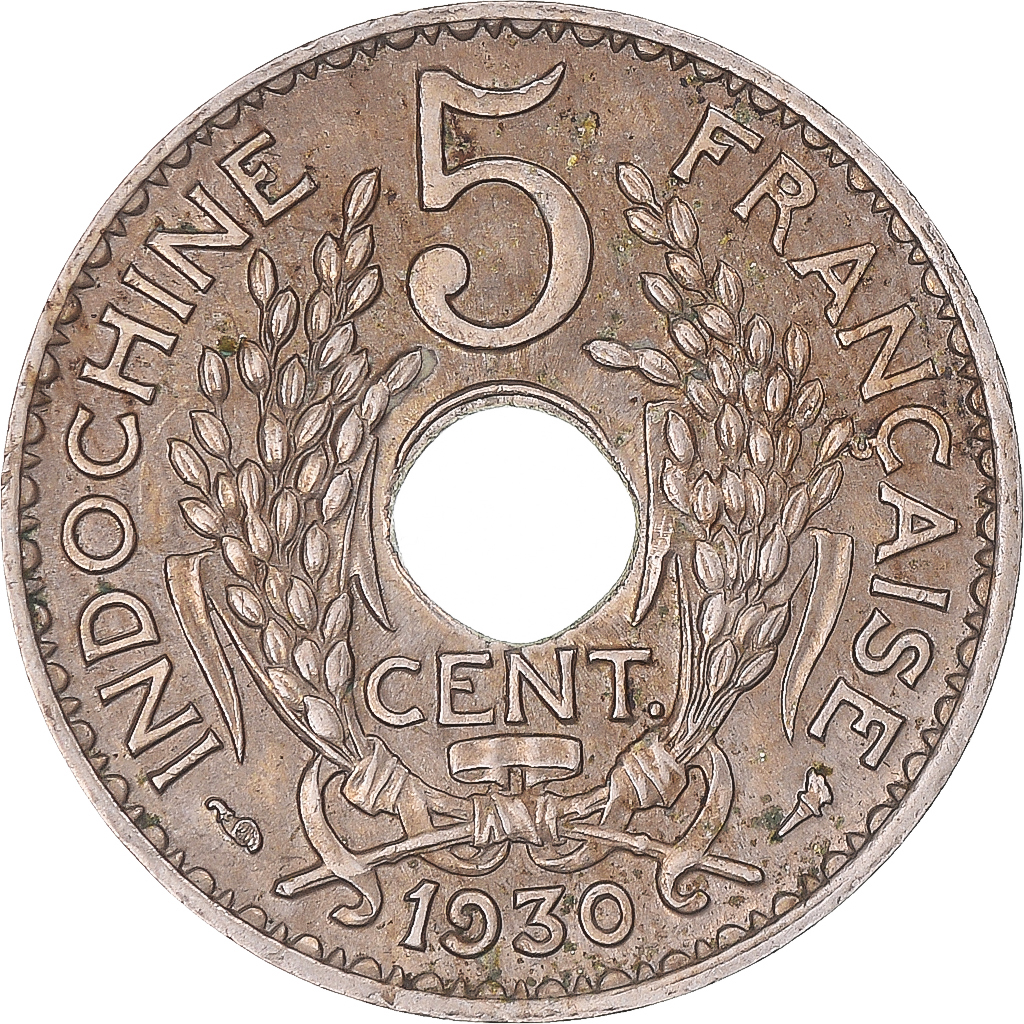 Coin, FRENCH INDO-CHINA, 5 Cents, 1930, Paris, , Copper-nickel, KM:18