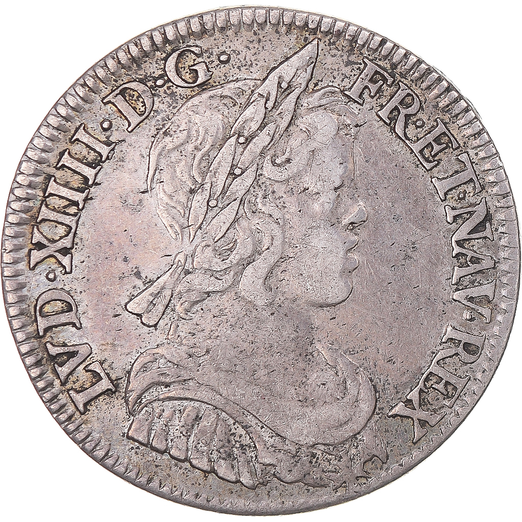 Coin, France, Louis XIV, 1/4 Écu à la mèche courte, 1645, Paris, VF