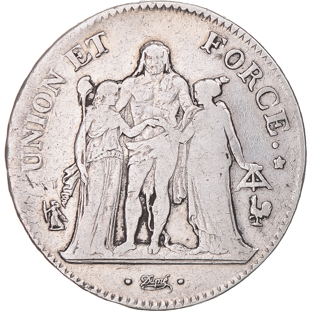 Coin, France, Union et Force, 5 Francs, An 10, Paris, , Silver