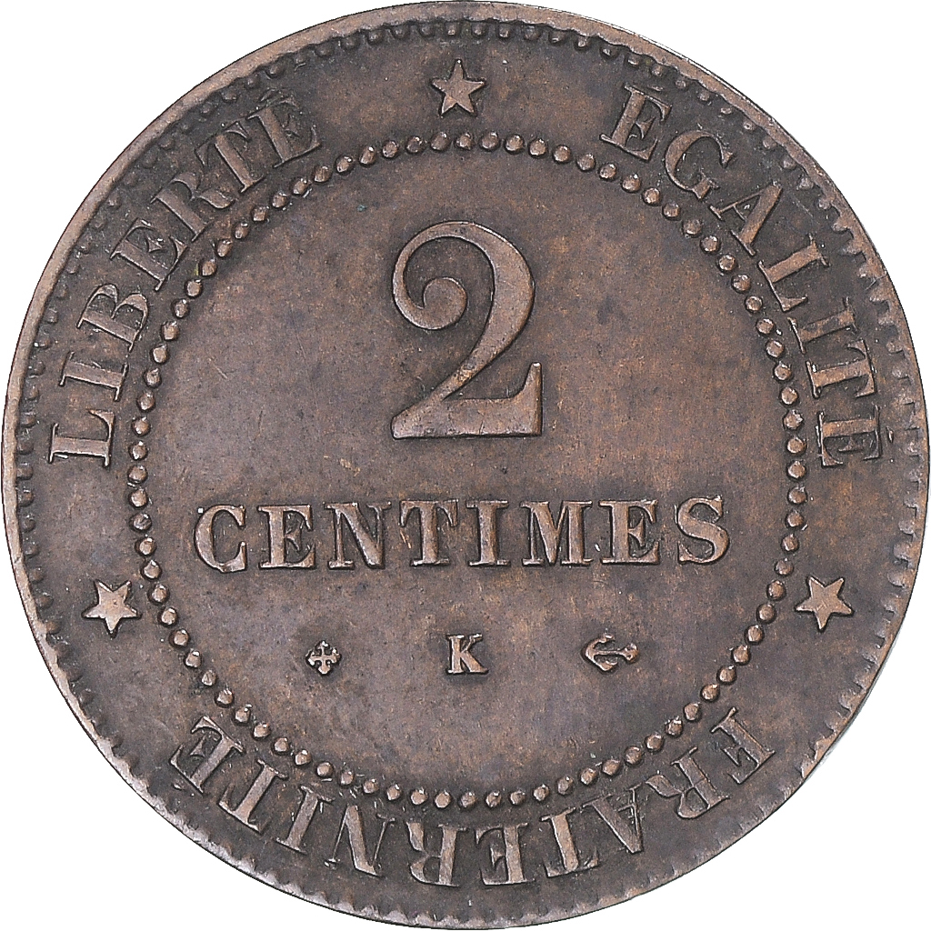 Coin, France, Cérès, 2 Centimes, 1878, Bordeaux, , Bronze, KM:827.2