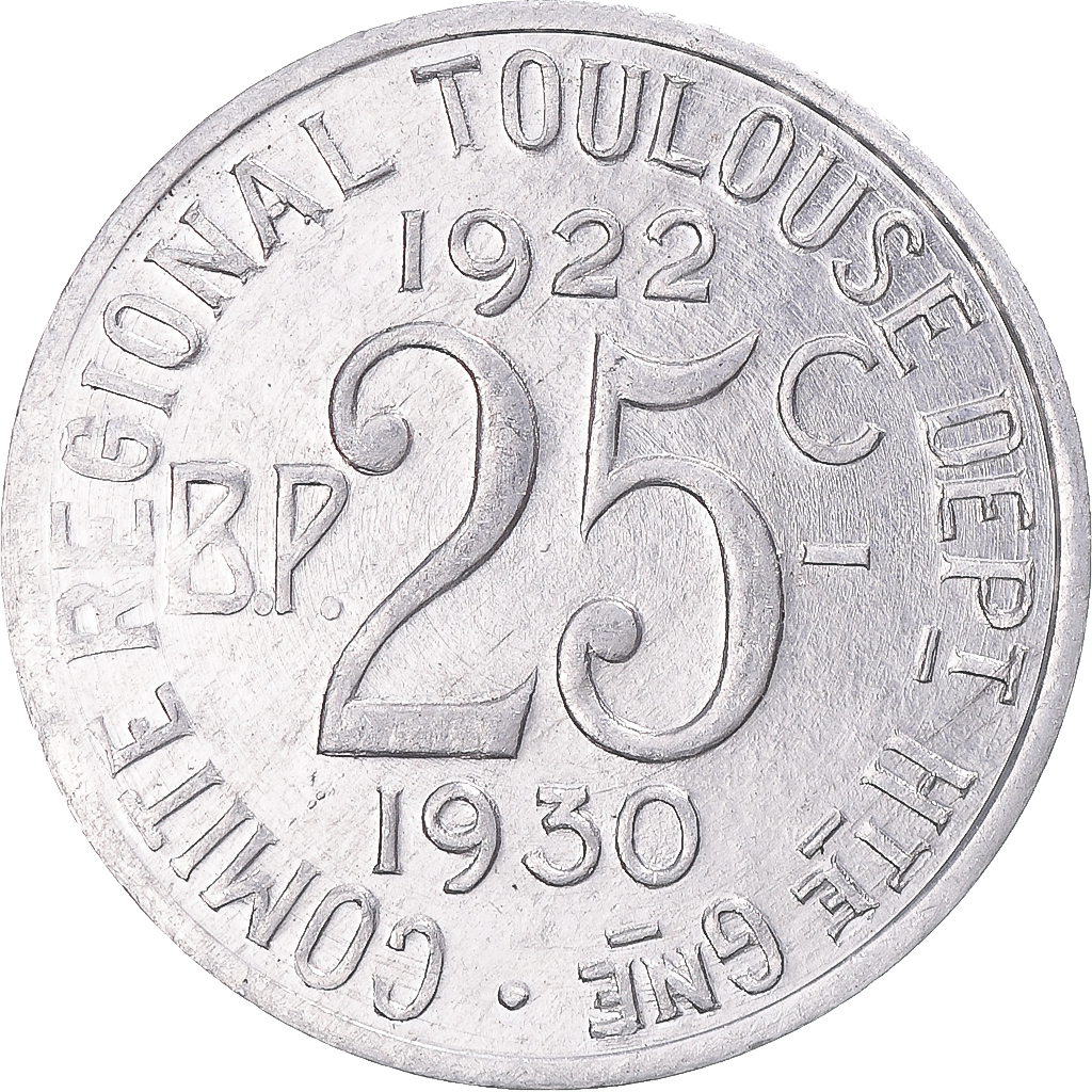 Coin, France, Département de la Garonne, 25 Centimes, 1922-1930, AU
