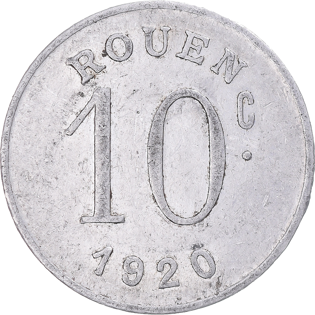 Coin, France, Ligue des commerçants rouennais, 10 Centimes, 1920, 
