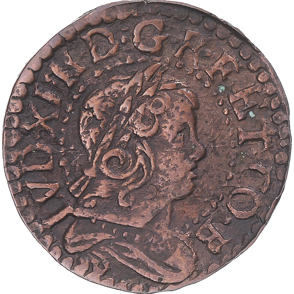 Coin, Spain, Catalonia, Louis XIV, Seiseno, 1646, Barcelona, , Copper