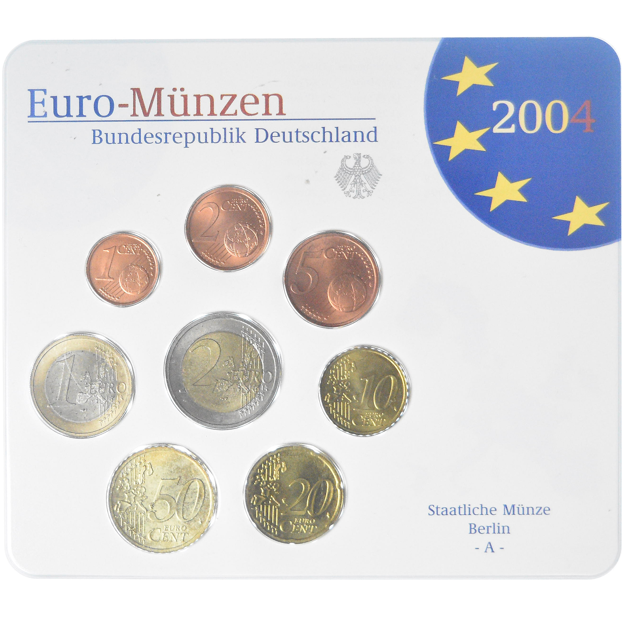 Germany, Set 1c. to 2€, 2004, Berlin, UNC, , Bi-Metallic