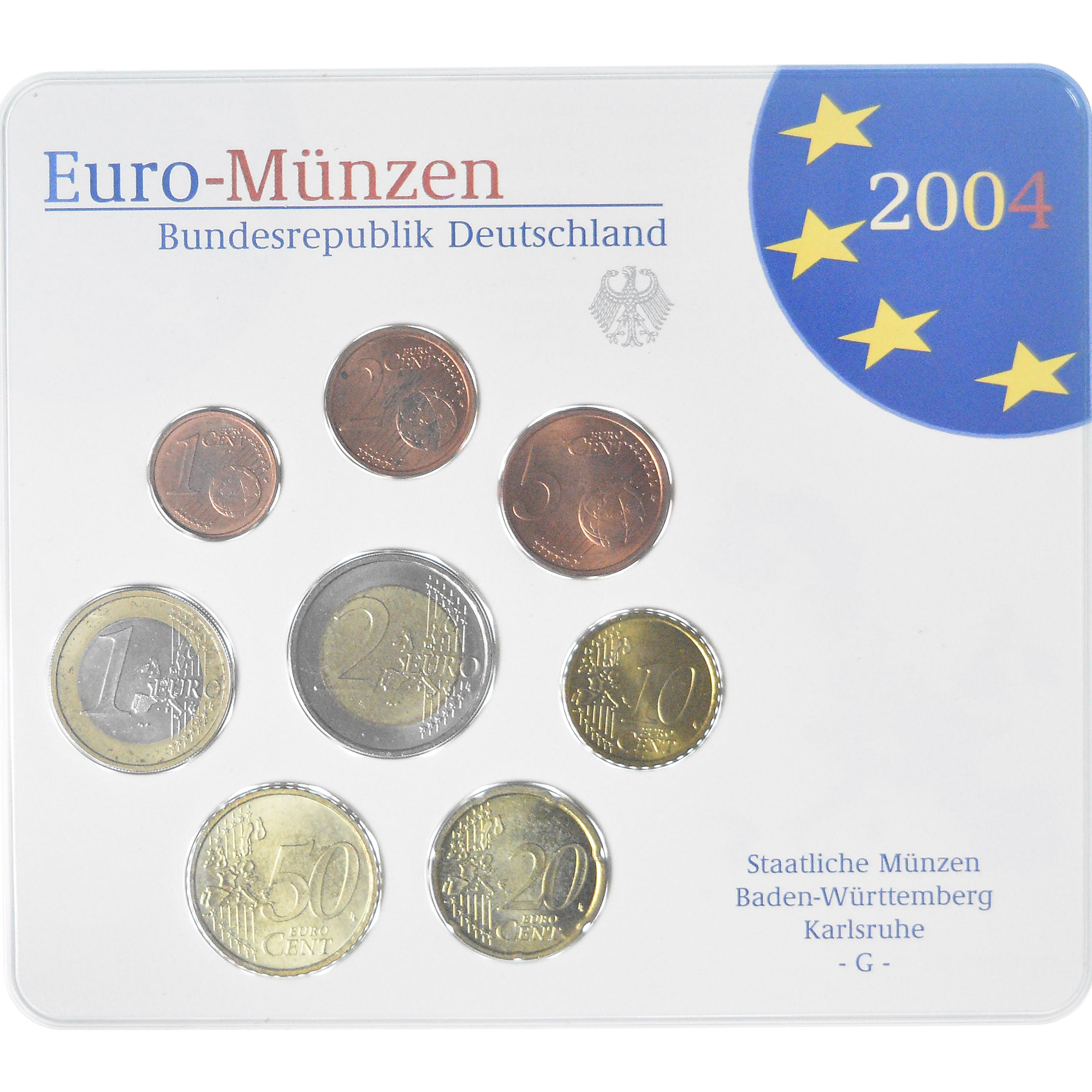 Deutschland, Coffret 1c. à 2€, 2004, Karlsruhe, UNC, STGL, Bi-Metallic