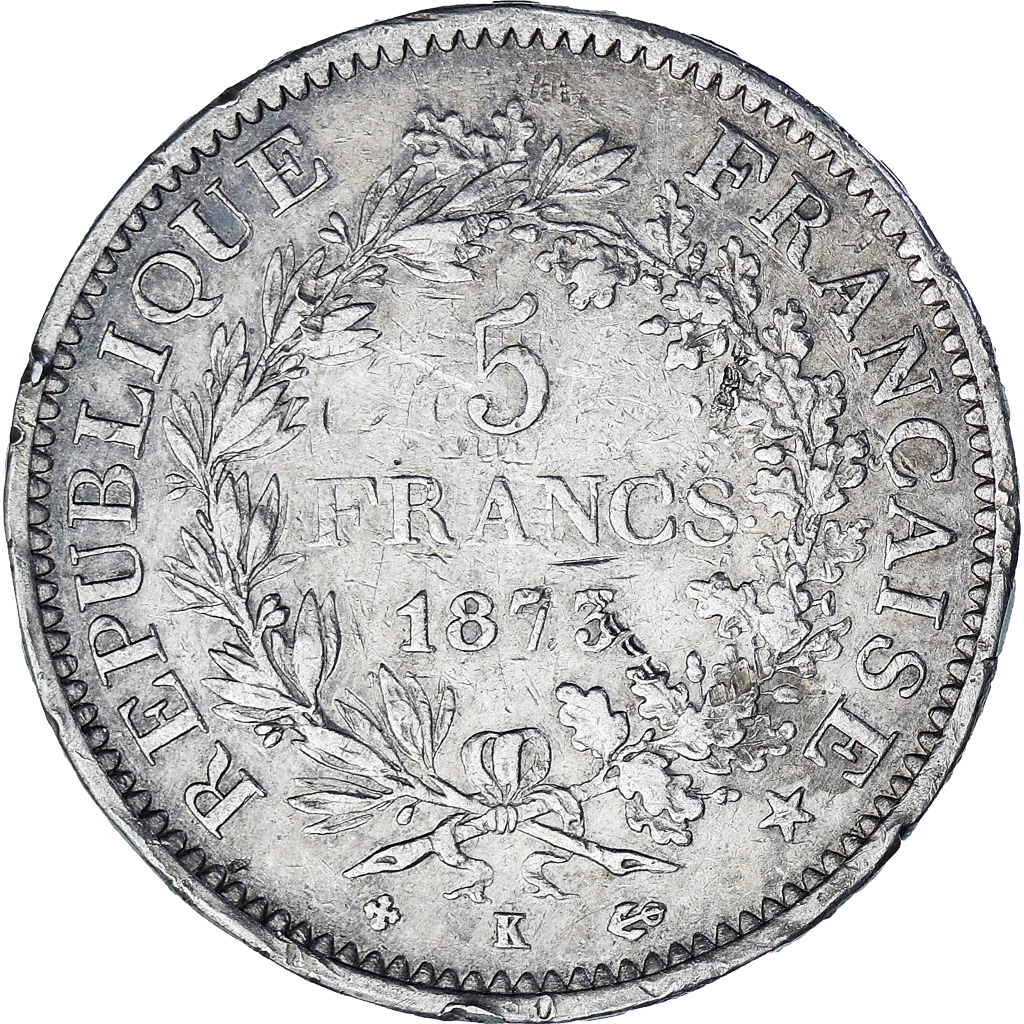 France, Hercule, 5 Francs, 1873, Bordeaux, , Silver, KM:820
