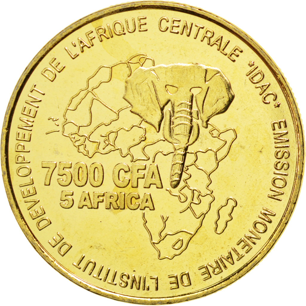 Coin, Cameroon, 7500 CFA-5 Africa, 2006, , Brass Gilt, KM:31a