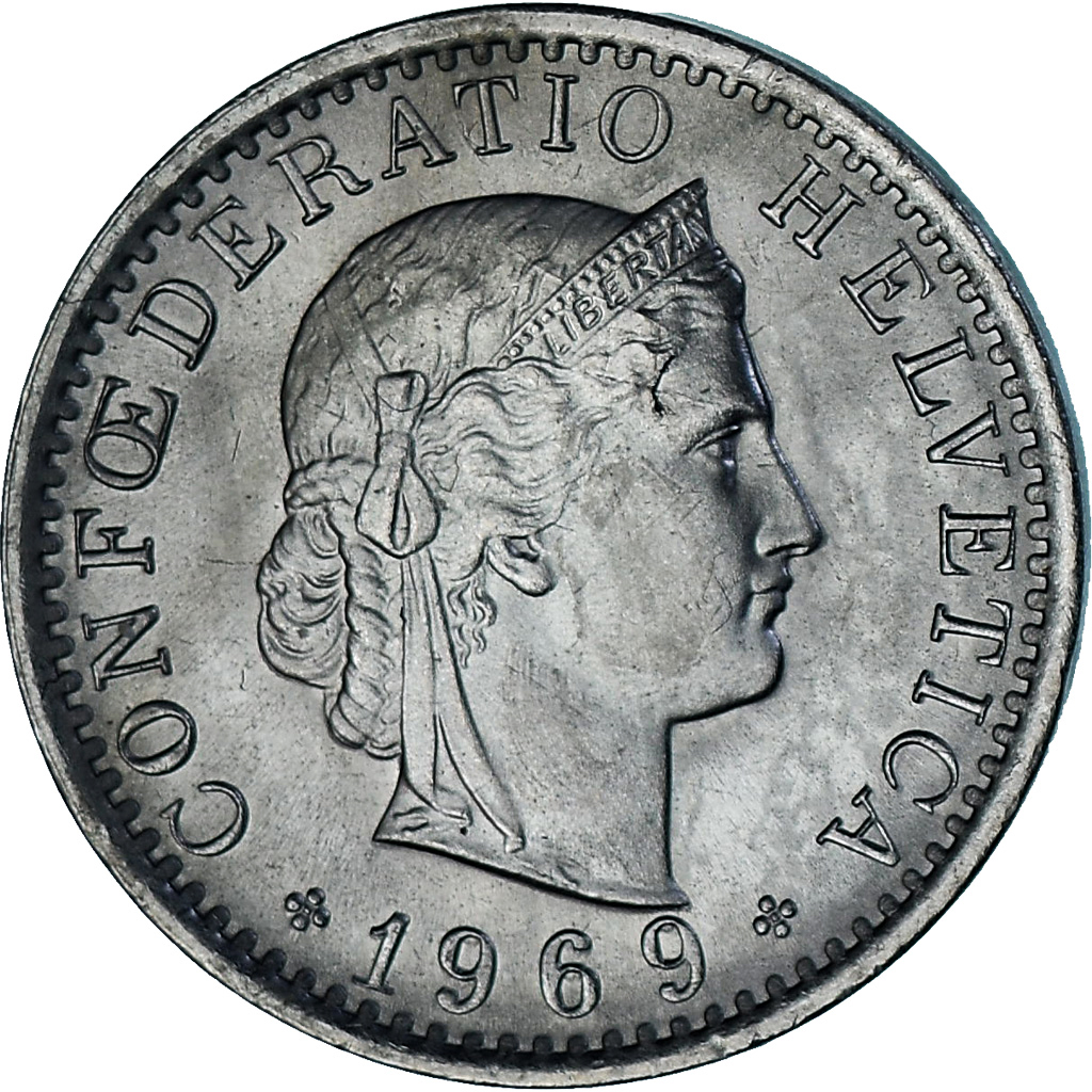 Coin, Switzerland, 20 Rappen, 1969, Bern, , Copper-nickel, KM:29a