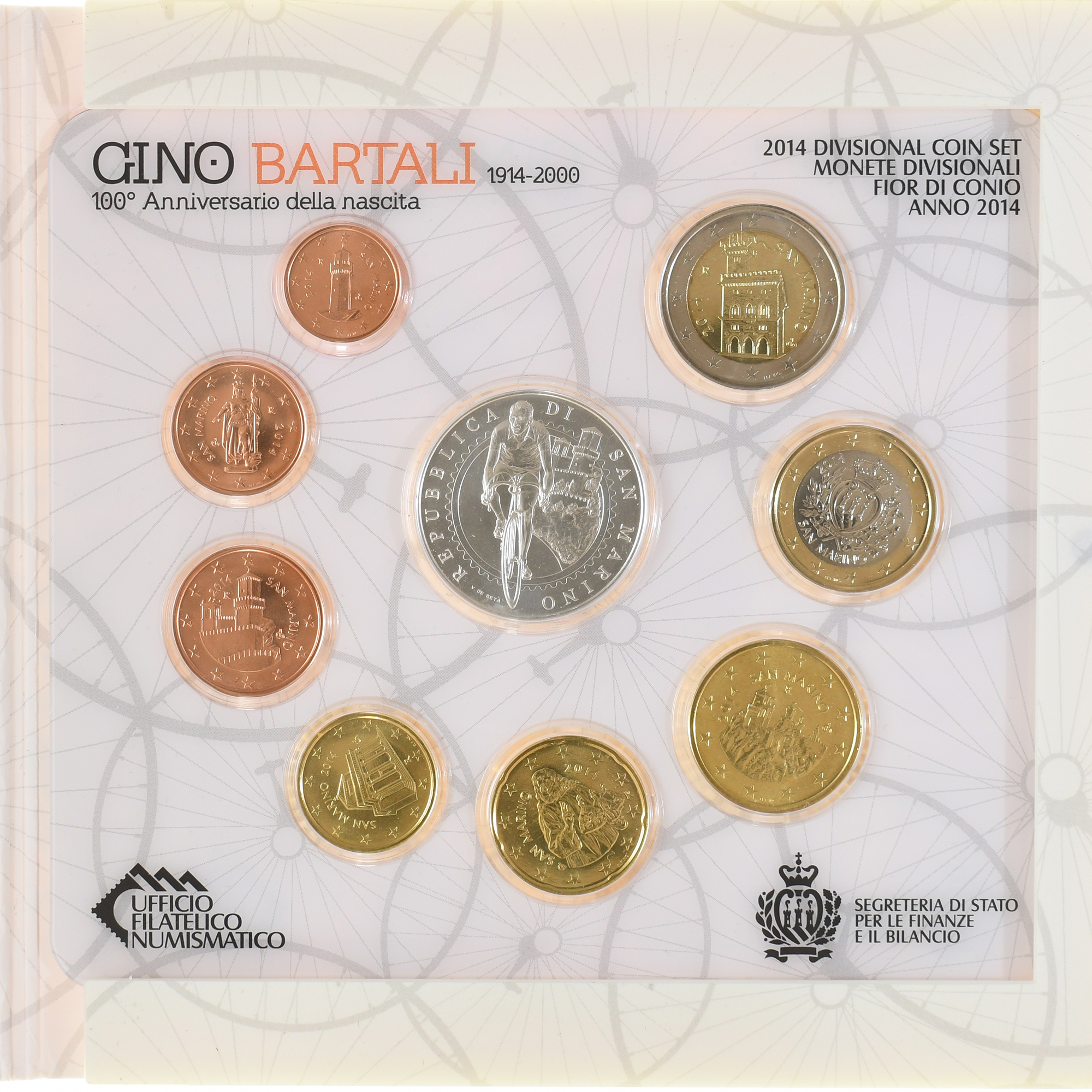 San Marino, Coffret 1c. à 5€, Gino Bartali, 2014, Rome, FDC, STGL