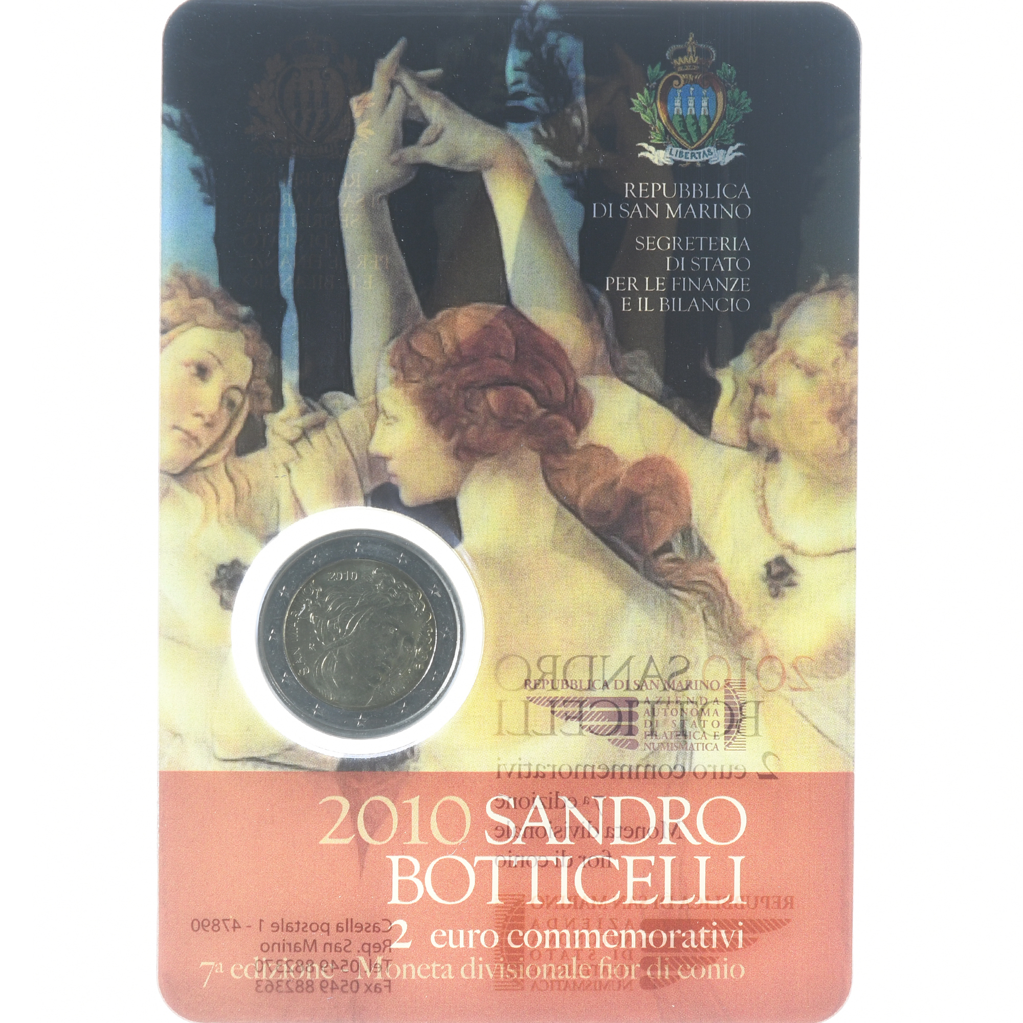 Saint Marin , 2 Euro, Sandro Botticelli, 2009, Rome, UNC, FDC, Bimétallique