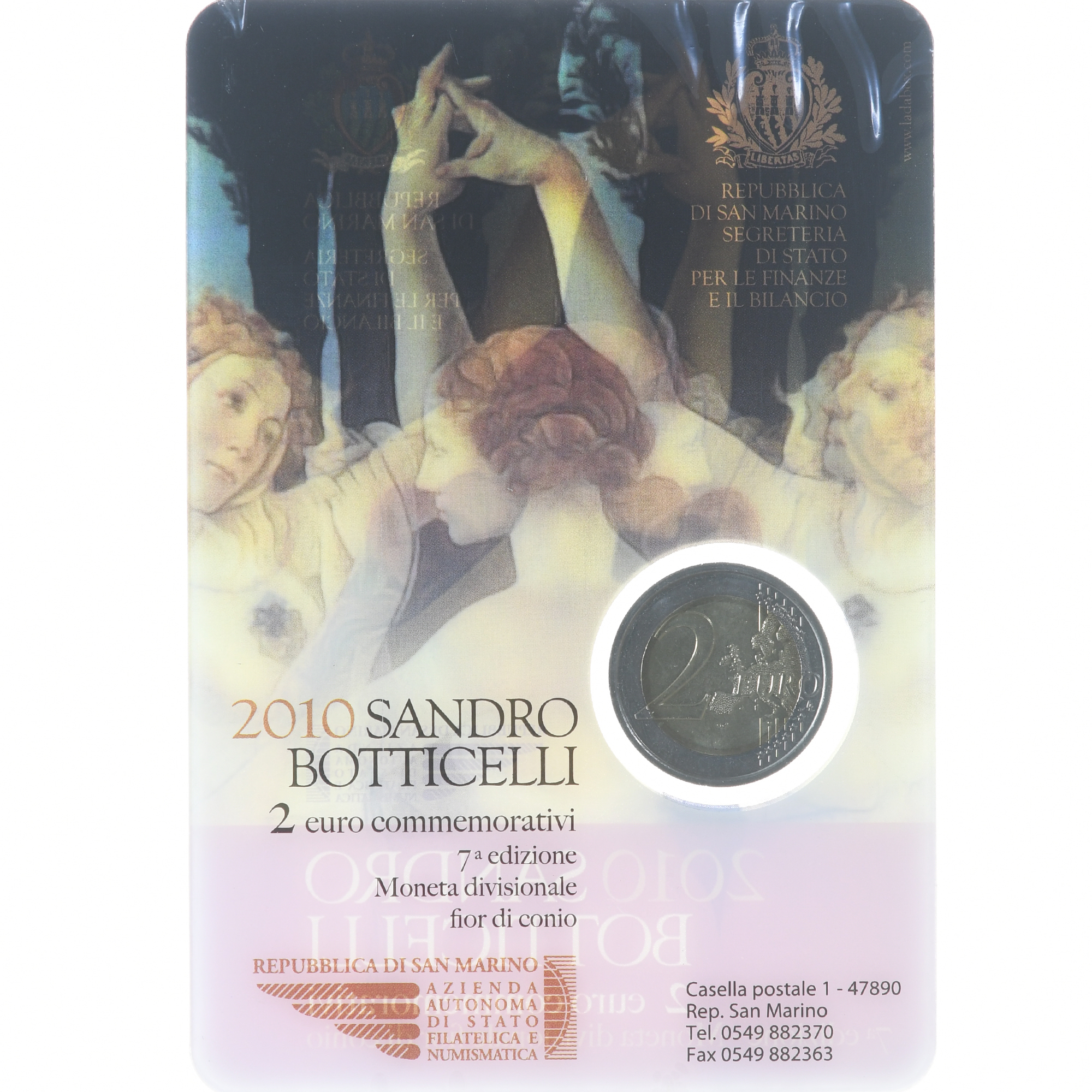 Saint Marin , 2 Euro, Sandro Botticelli, 2009, Rome, UNC, FDC, Bimétallique