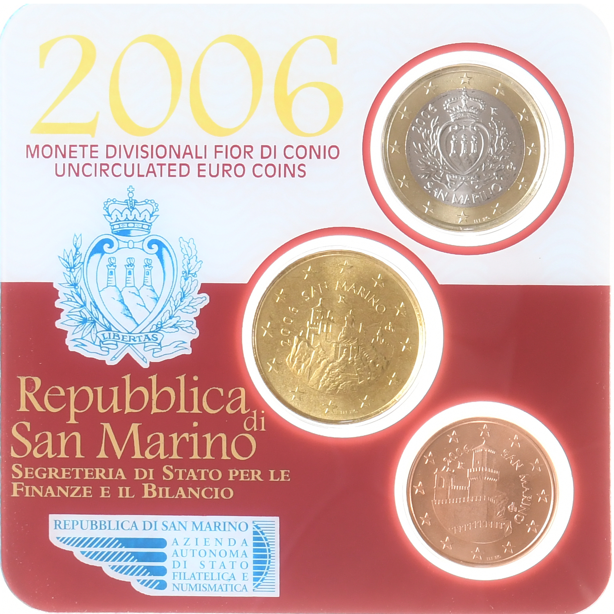 San Marino, 5c. + 50c. + 1€, 2006, Rome, UNC, STGL