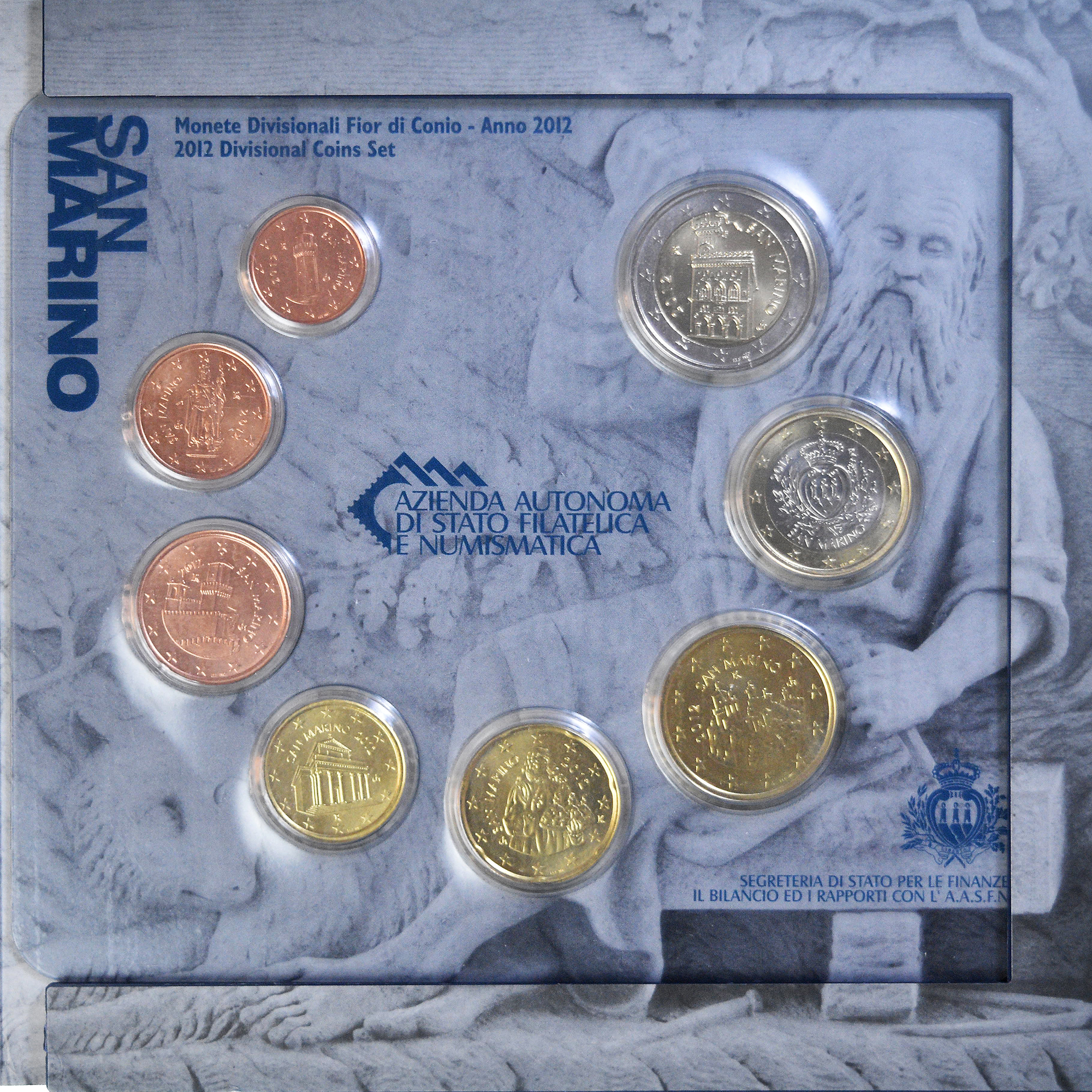 San Marino, Coffret 1c. à 2€, 2012, Rome, FDC, STGL