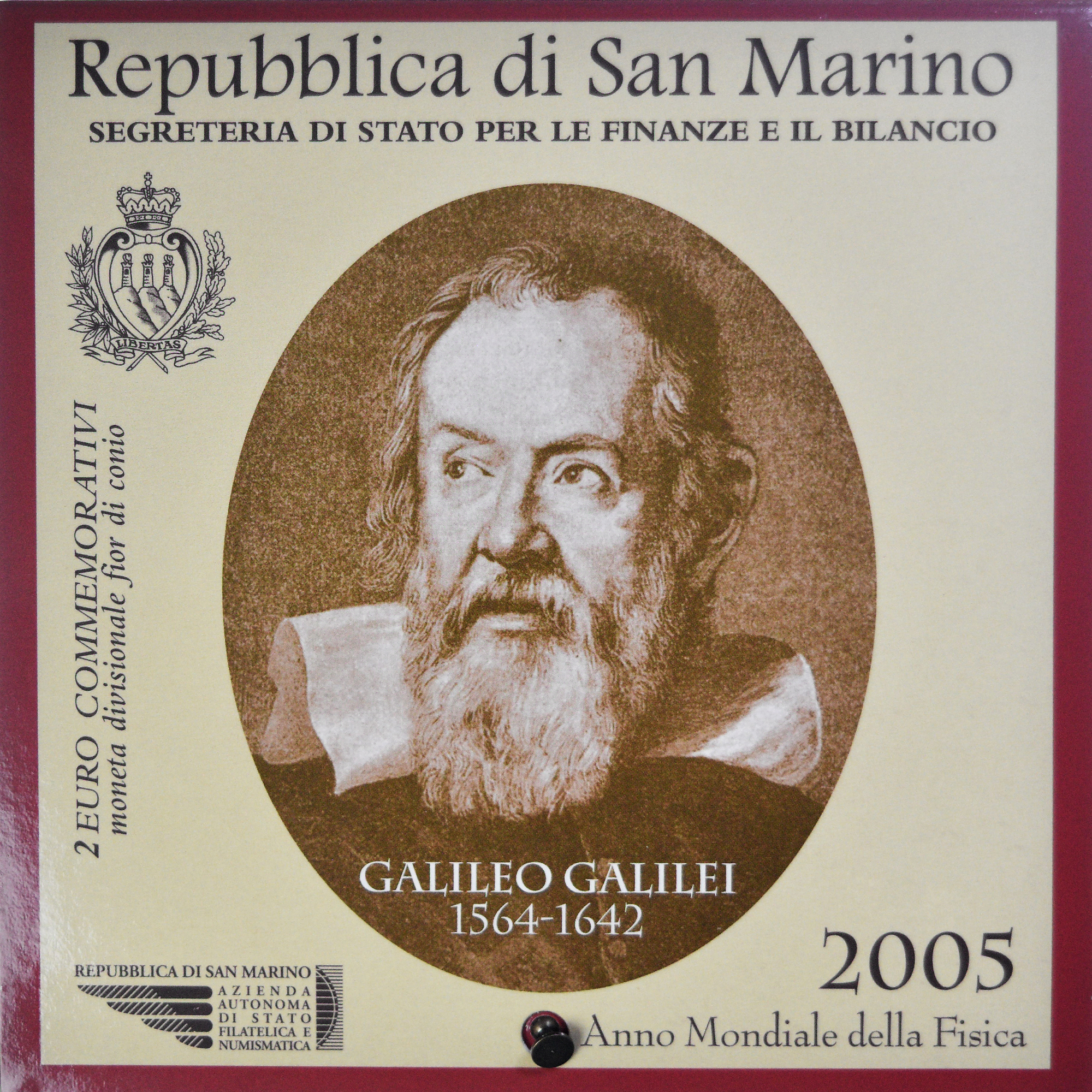 San Marino, 2 Euro, Galileo Galilei, 2005, Rome, FDC, STGL, Bi-Metallic