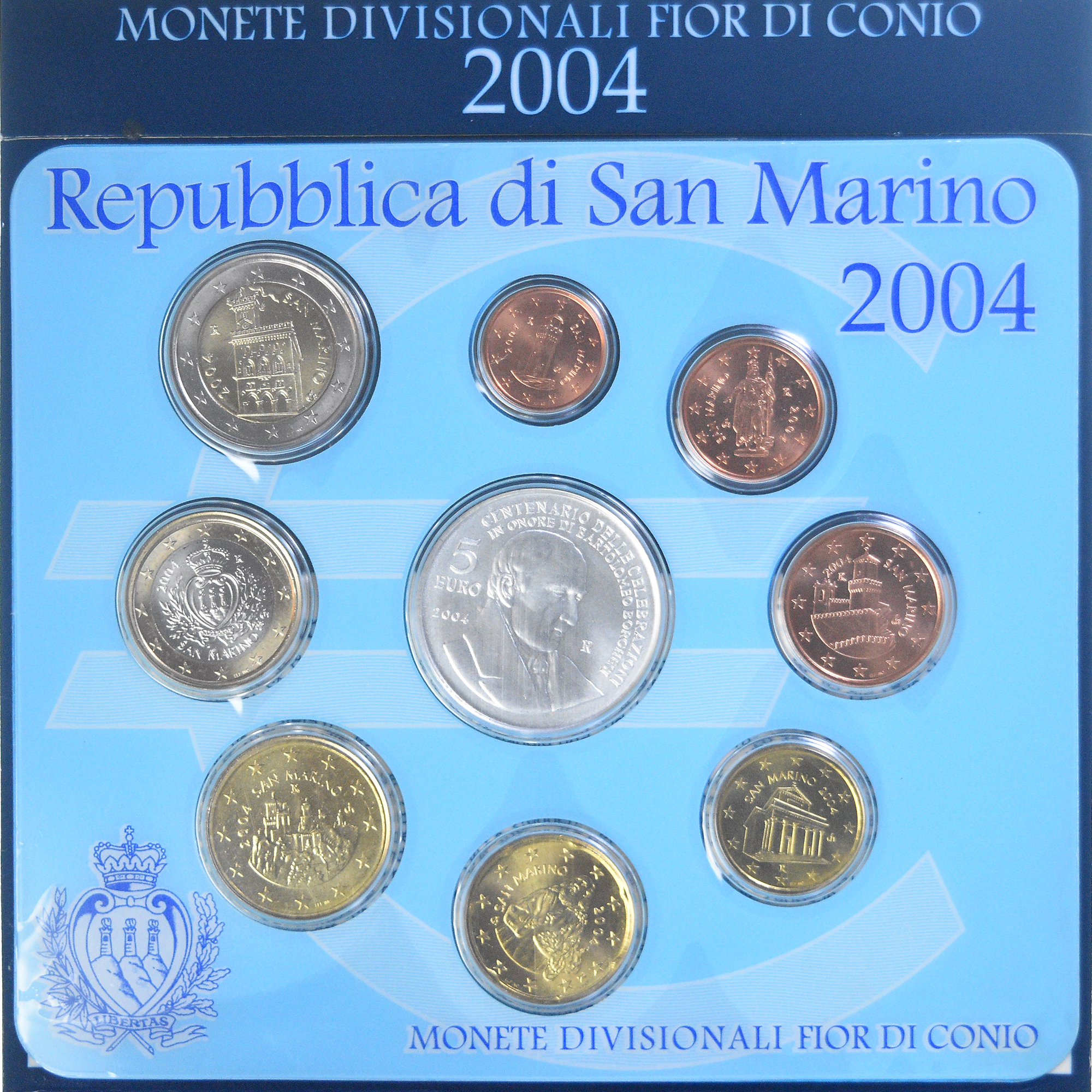 San Marino, Coffret 1c. à 5€, 2004, Rome, FDC, STGL