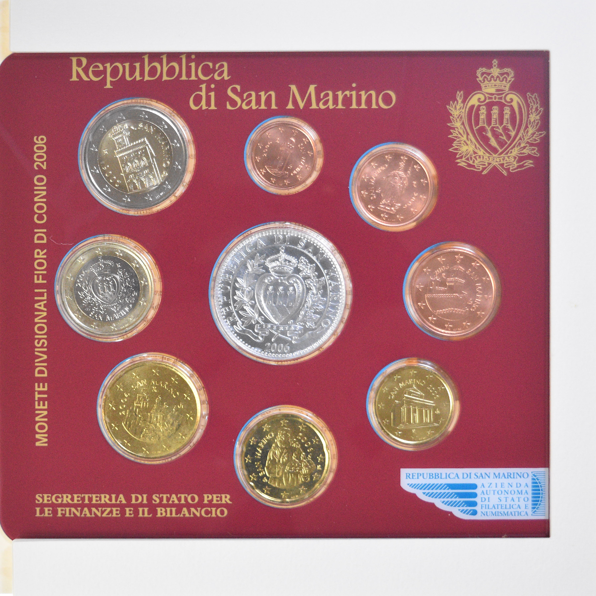 San Marino, Coffret 1c. à 5€, 2006, Rome, FDC, STGL