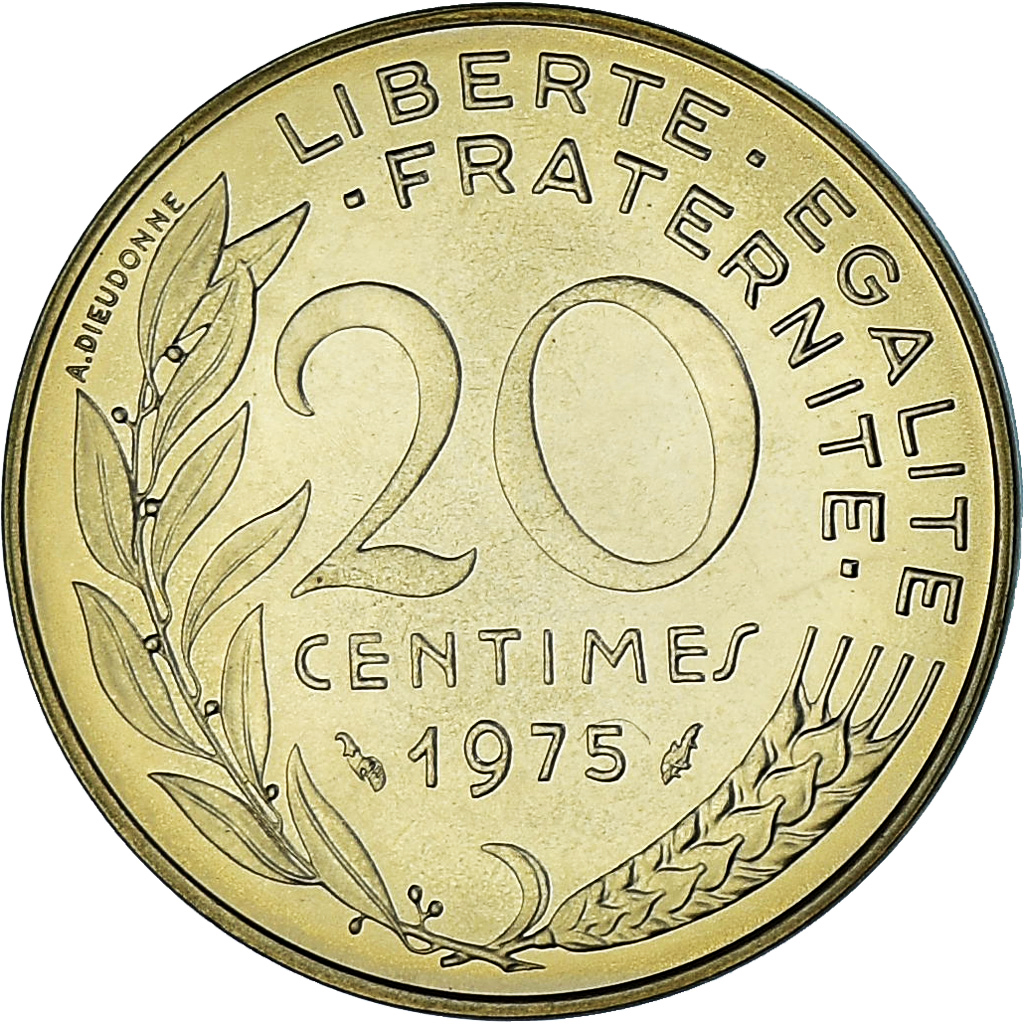 Coin, France, Marianne, 20 Centimes, 1975, Paris, série FDC, 