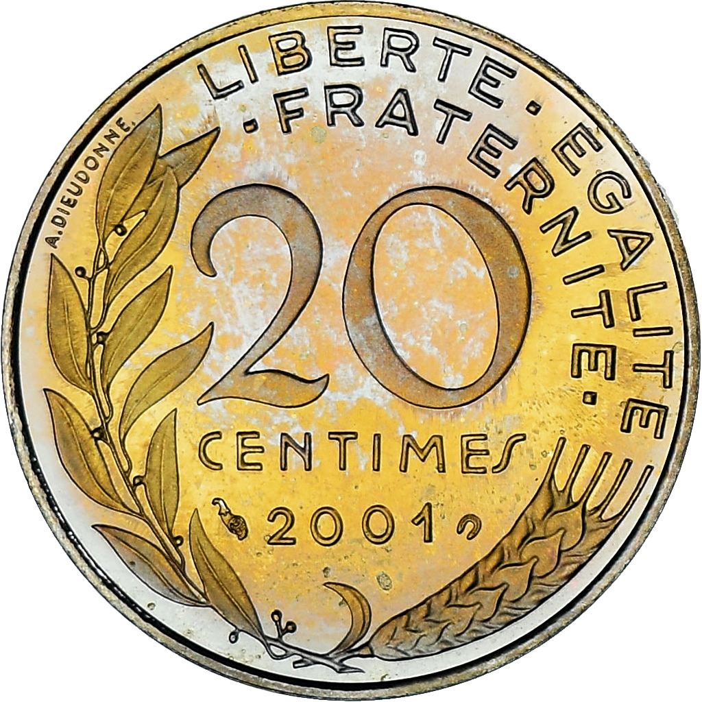 Coin, France, Marianne, 20 Centimes, 2001, Monnaie de Paris, BE, MS