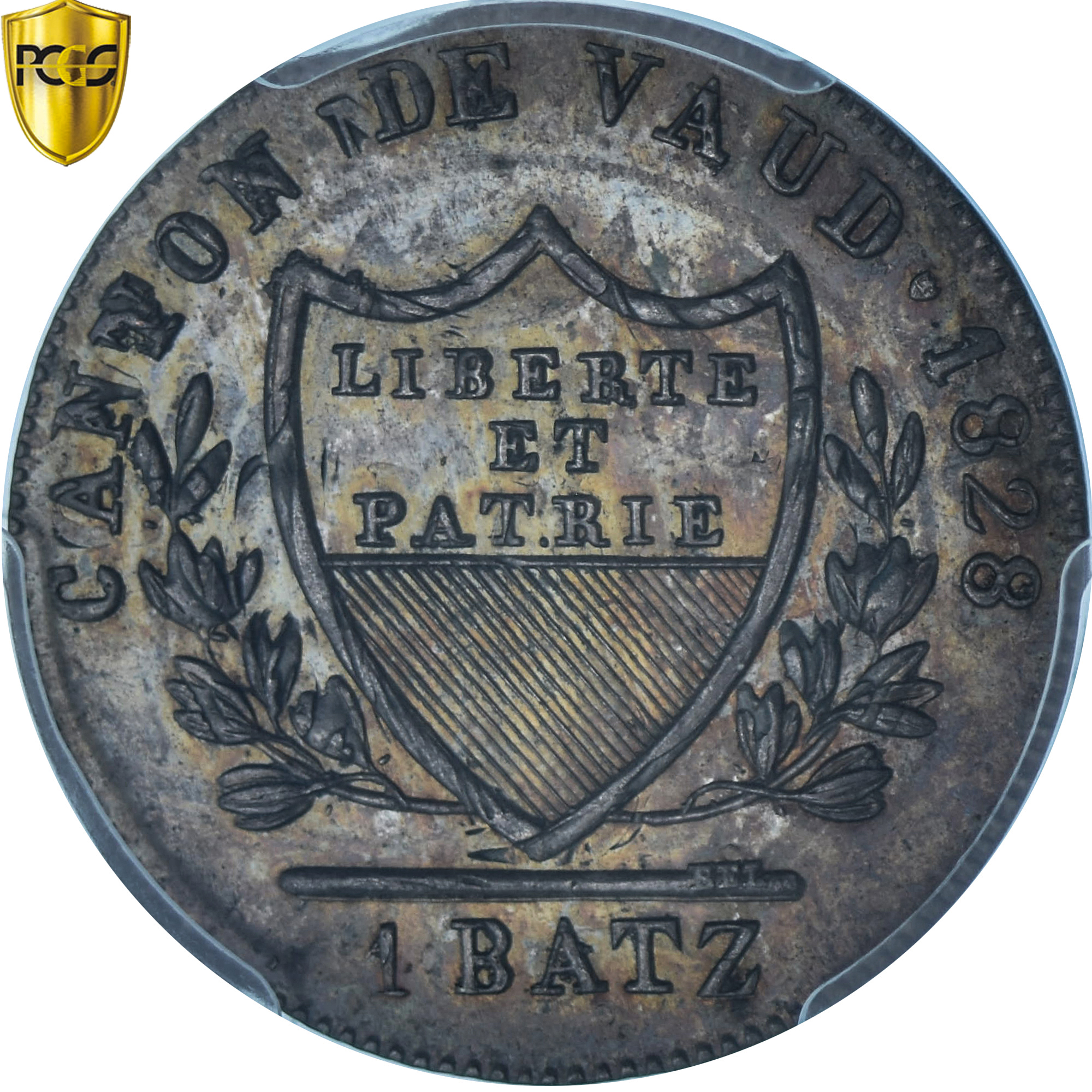 Coin, Swiss Cantons, Vaud, 1 Batz, 1828, Bern, PCGS, MS64, , Billon