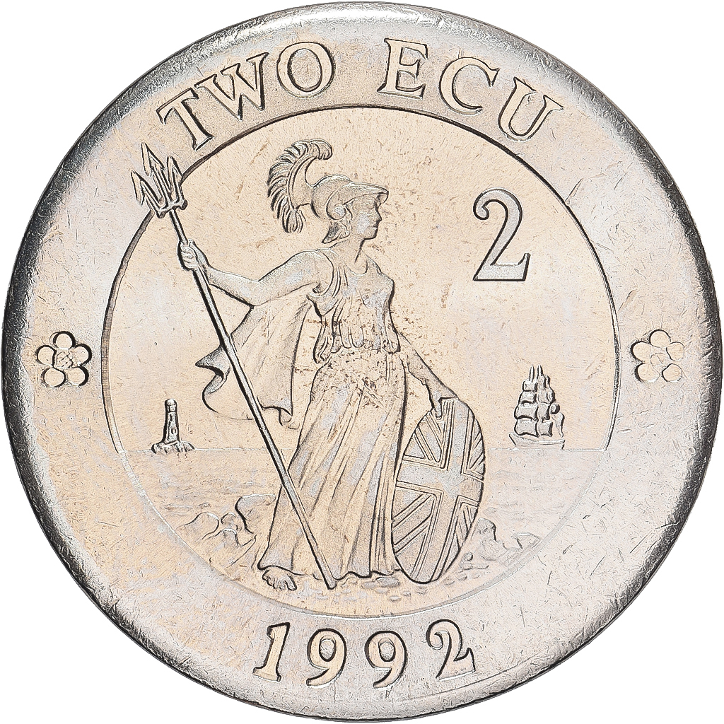 United Kingdom, 2 Ecu Europa, 1992, Tower mint, BU, , Copper-nickel