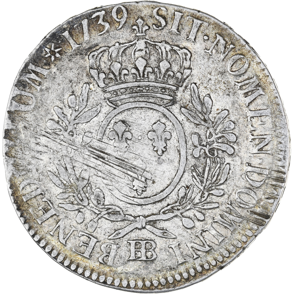 France, Louis XV, Ecu aux branches d'olivier, 1739, Strasbourg, 