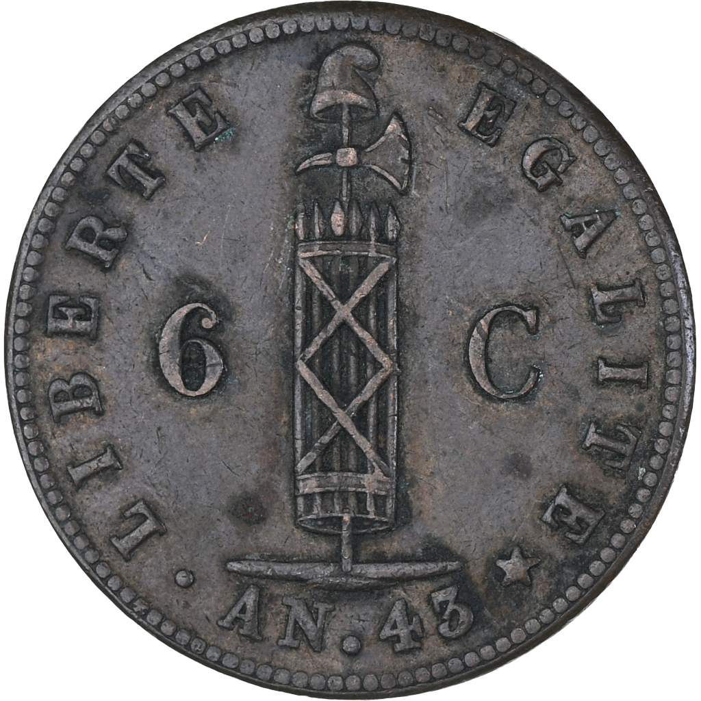 Haiti, faisceaux, 6 Centimes, 1846/AN 43, , Copper, KM:28