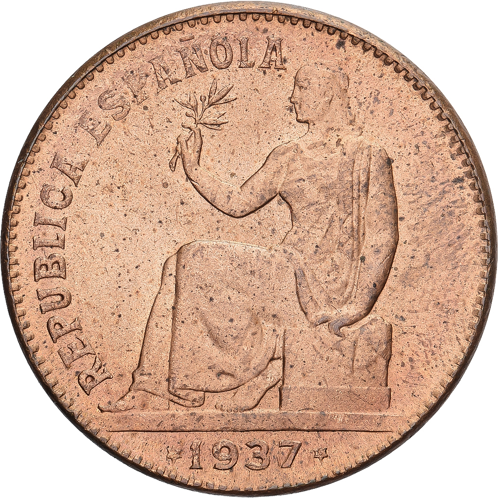 Spain, 50 Centimos, 1936, , Copper, KM:754