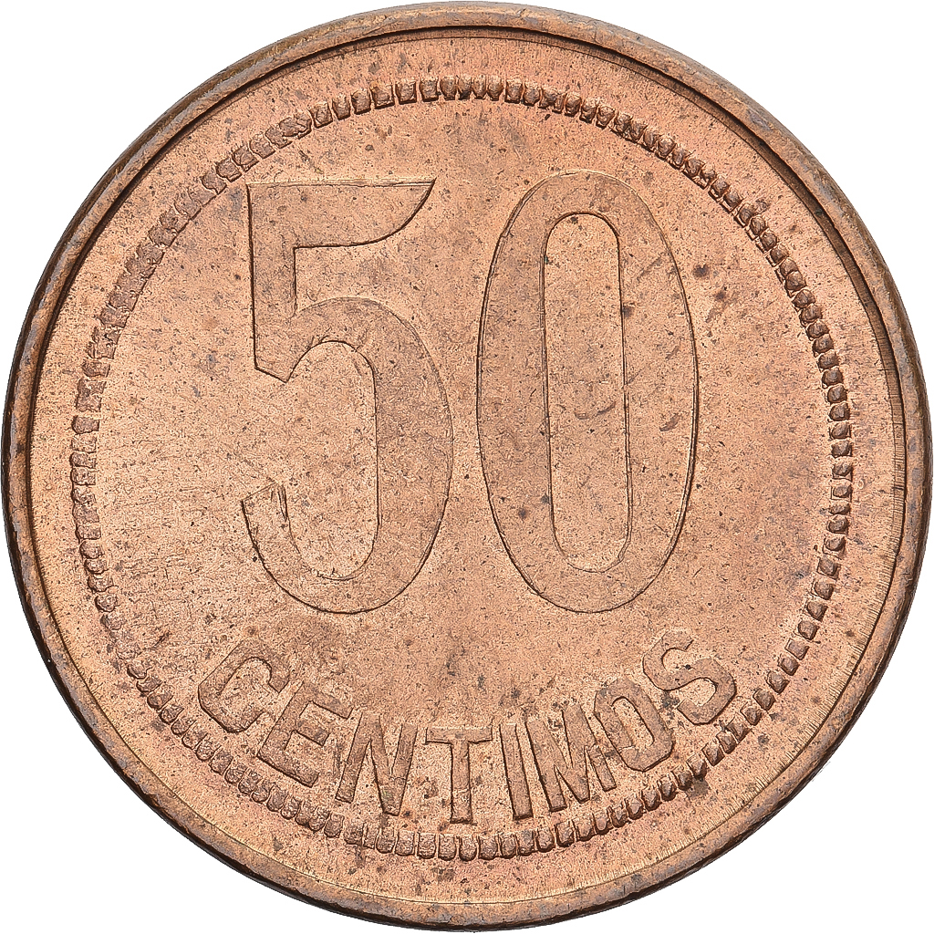 Spain, 50 Centimos, 1936, , Copper, KM:754