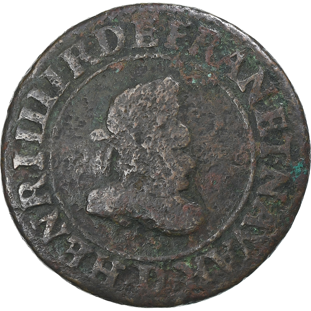 France, Henri IV, Double Tournois, 1608, Lyon, , Copper, Gadoury:538
