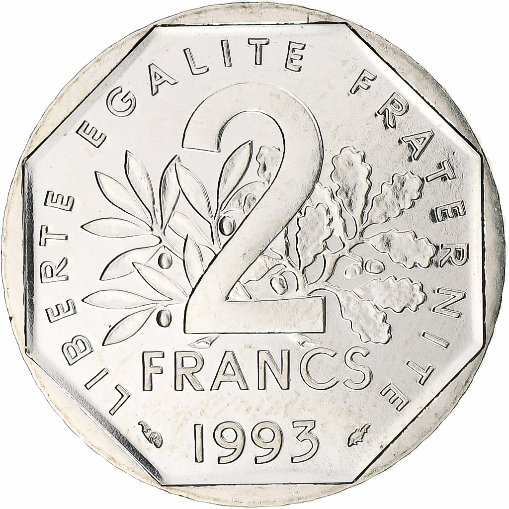 France, Semeuse, 2 Francs, 1993, Monnaie de Paris, BU, , Nickel