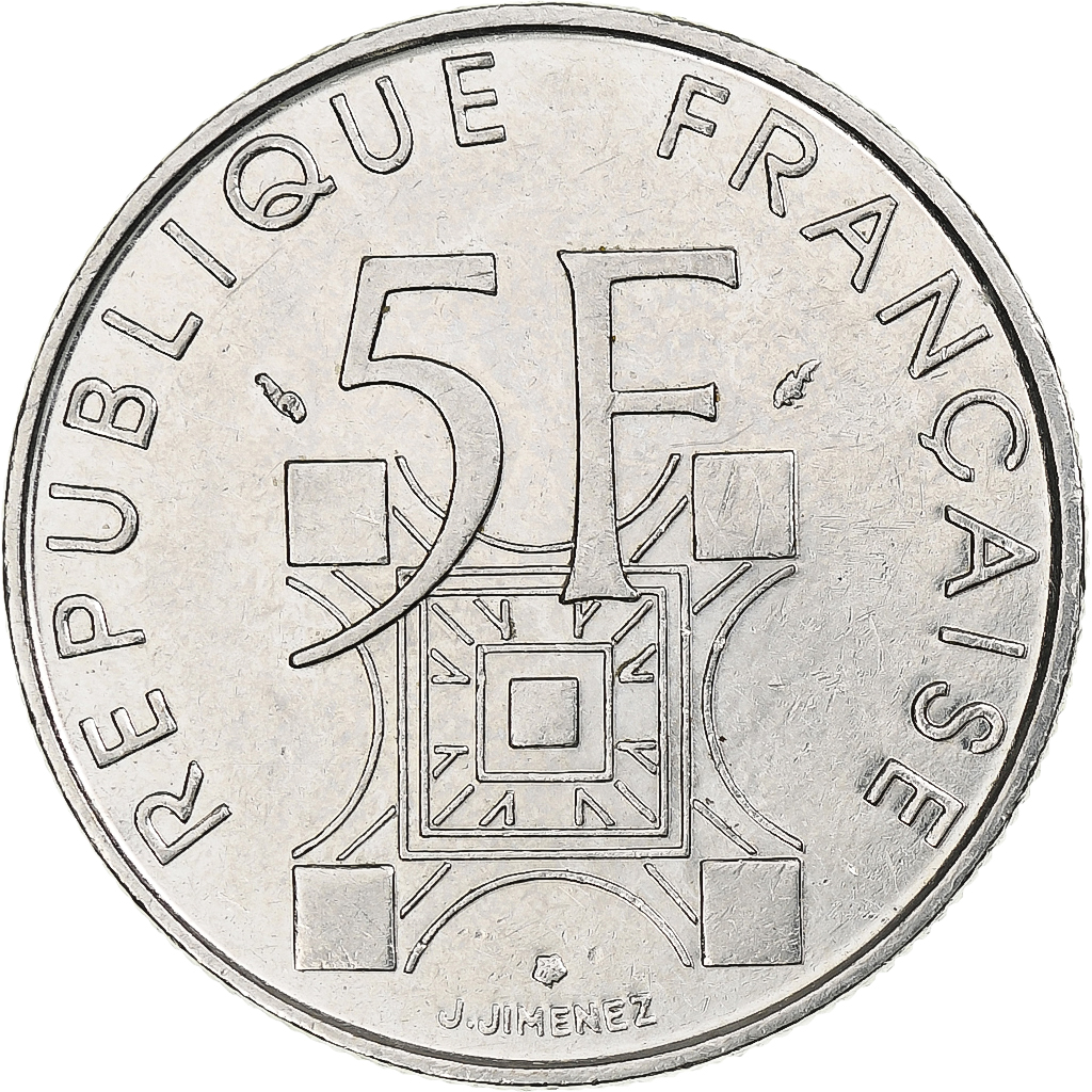 France, Tour Eiffel, 5 Francs, 1989, Monnaie de Paris, , Copper-nickel
