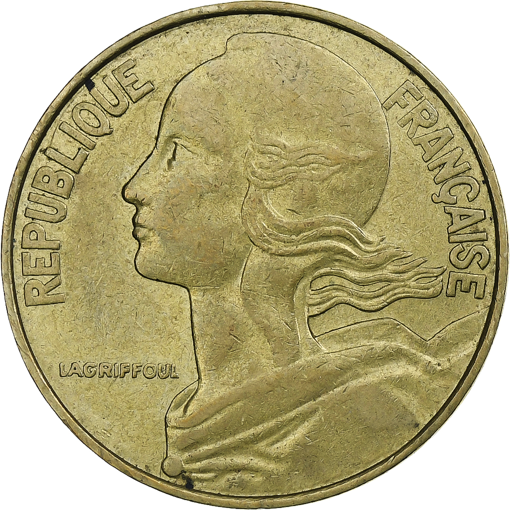 France, 20 Centimes, Marianne, 1975, Pessac, Aluminum-Bronze, , KM:930